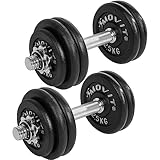 MOVIT® Kurzhantel PRO Set, Gusseisen Hantel, 2x 15kg, Stange 30mm Standardnorm,...