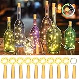 Ymenow Flaschenlicht mit Timer, 10 Stück Flaschenlichterkette Korken 2M 20 LED...