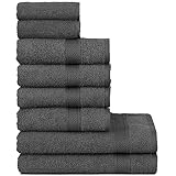 nottoc Handtücher Set Grau 8-TLG / 2 Badetücher 70x140 + 4 Handtücher 50x90 +...