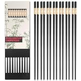 10 Paar Schwarz Essstäbchen, Legierung Essstäbchen Spülmaschinenfest, Essstäbchen...