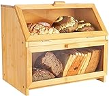 URFORESTIC Doppelter Bambus Brotbox Brotkasten Aufbewahrungsbox für Küche Lebensmittel...