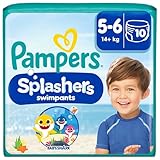 Pampers Windeln Größe 5-6, Splashers Baby Shark Limited Edition, 10 Stück,...