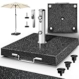 tillvex® Granit Sonnenschirmständer mit Rollen & Transportgriff 27 kg Eckig |...