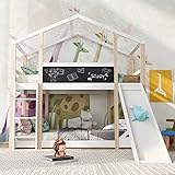 HESHU Etagenbett für 2 Kinder, Kinderbett Baumhaus mit Rutsche & Leiter,...