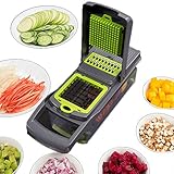 Aelle 9 in 1 Gemüseschneider mit Abtropfkorb, Multifunktionale Gemüse...