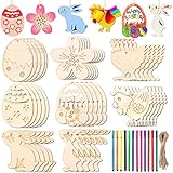 Hpbaggy 40 Stück Holz-Osteranhänger, DIY Holzverzierungen, Holzanhänger Ostern Deko mit...