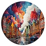 1000-teiliges Puzzlespiel, Bryggen, farbenfrohes rundes Kinderpuzzle für Erwachsene und...