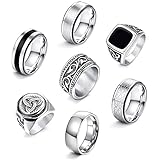 JeweBella 7 Stück Ringe Herren Edelstahl Ringe Silber Matt Poliert Keltischer Knoten...
