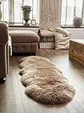 Yukon International großer Schafffell Teppich, 180cm x 55cm ca., mokka, echte Schafwolle,...