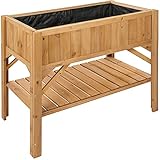 TecTake 403232 Hochbeet aus Holz mit Ablagefach, für Garten, Balkon und...