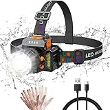 USB-Stirnlampe, wiederaufladbar, LED-Kopflampe mit 7 Lichtmodi für den Kopf, IPX4,...