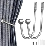 Nutabevr 2 Stück Silber grau U-Form Raffbügel Vorhänge Holdbacks, Metall Vorhang...