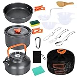 USHOP Camping Kochgeschirr Set,Camping Geschirr Set 15 pcs,2-3 Personen Outdoor...