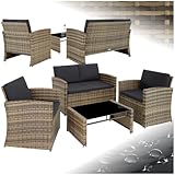 tectake Lounge Gartenmöbel Set Poly Rattan für den Garten, Möbel für den Balkon,...