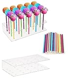 FAOKZE 2 Stücke Cake Pop Ständer mit 100 Farbe Cake Pop Stiele, 20 Löcher...