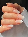 MouYou 24 Stück Press on Nails Kurz,Almond Nude Gradient White Fake Nails Full...