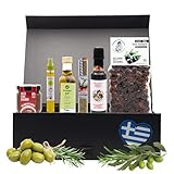 Mediterranes Geschenkset aus Kreta: Edle Kalamata-Oliven, aromatische Balsamico-Cremes &...