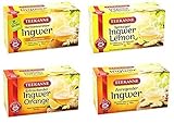 Teekanne Ingwer Tee Mix - Ingwer-Pur, Ingwer-Orange, Ingwer-Zitrone, Ingwer-Kurkuma (4 x...