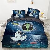 CHAOSEE Astronauten-Weltraum-Mars-Raketen-Erkundung Familien-Bettwäsche-Set Für Kinder,...