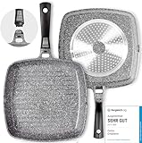 Coninx Grillpfanne Induktion 28cm mit Ausguss, 100% PFOA-freie Bratpfanne Ilag...