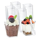 REFORUNG Desserttassen 50 Stück Plastik Dessertbecher mit Löffeln 160ML...
