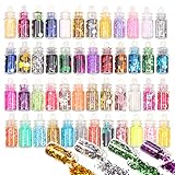 metagio 48 Farben Mini Glitzerpulver Set, Chunky Glitter Glitzer Pulver Glitzerpuder Zum...