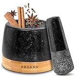 Praknu Mörser aus Granit klein mit Stößel - Für ein feines Mahlergebnis -...