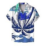 Sommerhemd Herren Kurzarm Bunt Männer Kurzarm Hawaii-Print Strandhemd Kurzarmhemd...