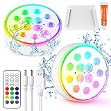 Czemo Unterwasser Licht Wiederaufladbar LED Poolbeleuchtung mit Magnet Poollicht mit...