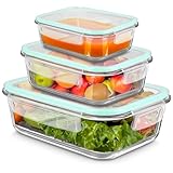 LXUDN 3er Meal Prep Boxen Glas Glasbehälter mit Deckel, BPA-Frei Glasdosen mit...