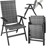 tectake® Alu Polyrattan Gartenstuhl, klappbarer Sessel mit 6-Fach Verstellbarer...