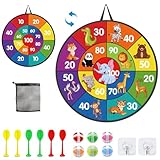SUNYOK Klett Dartscheibe Kinder Doppelseitige Dartspiel Tier Klettballspiel mit 6...