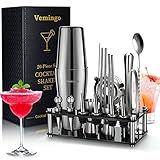 20 Teiliges Geschenkset Cocktail Set Boston Shaker mit Acryl Ständer | Cocktail Shaker...