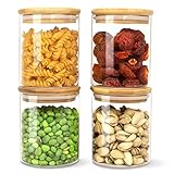Vorratsdosen Glas 4er Set,500ml Glasbehälter mit Deckel aus Bambus,Vorratsgläser mit...