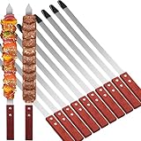 10 Stücke Flache Adana Spieße Edelstahl - 60cm Extra Lange Schaschlikspieße mit...