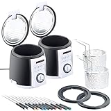 Rosenstein & Söhne Hot-Pot-Topf: 2er-Set kompakte Tisch-Fritteusen mit...