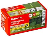 fischer Spreizdübel SX Plus Green 6 x 30 S mit Edelstahlschraube A2, nachhaltige Dübel...