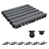 6m Entwässerungsrinne Belastungsklasse B125, 98mm komplett SET Stegrost...