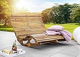 Chillroi® Ergonomische Doppelschwungliege XXL Saunaliege aus Akazienholz Gartenliege...