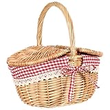 MAGICLULU 1 Stück Weiden-Picknickkorb Mit Einlage Picknickkorb Im Landhausstil Mit Deckel...