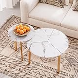 COSIEST Couchtisch mit 2 Stück, rund, stapelbar, Couchtisch für Wohnzimmer, moderner...