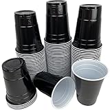 Vitavalley 100x schwarze Party Plastikbecher (16oz. - ca. 473ml) - 100 robuste &...