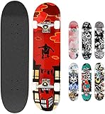 Hikole, Skateboard, komplett aus Holz, 79 x 20 cm, aus kanadischem Ahorn, 85A, Rollen für...