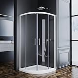 Duschkabine Rund mit Schiebetür 90x90cm, Runddusche Viertelkreis Dusche Radius...