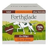 Forthglade Nassfutter für Hunde (12 x 395g Schalen) – getreidefreies Futter mit Pute &...