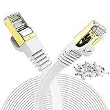 Veetop 10m Lan Kabel Netzwerkkabel Cat 7 Ethernet Kabel mit vergoldetem RJ45 Stecker Flach...