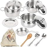 GOLCUGYJH Edelstahl Pretending Cooking Utensils Kochgeschirr Set, Mini Play...