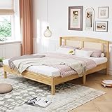 xBedy Doppelbett, Rattanbett, Jugendbett Erwachsenenbett 160X200cm, Rattannetzkissen, mit...