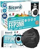 25x CE-zertifizierte FFP3-Masken Schwarz Made in Italy mit aufgedrucktem SICURA-Logo PFE...