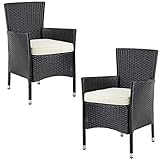 Casaria® Gartenstühle 2er Set Polyrattan Stapelbar mit Auflagen 160kg Belastbarkeit...